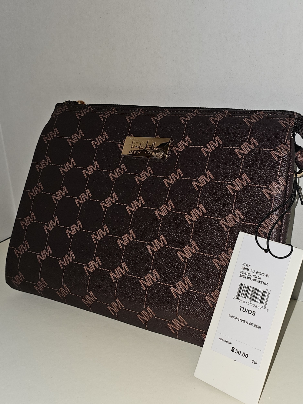 Nicole Miller Brown Patterned Crossbody Pouch with Matching Coinpurse